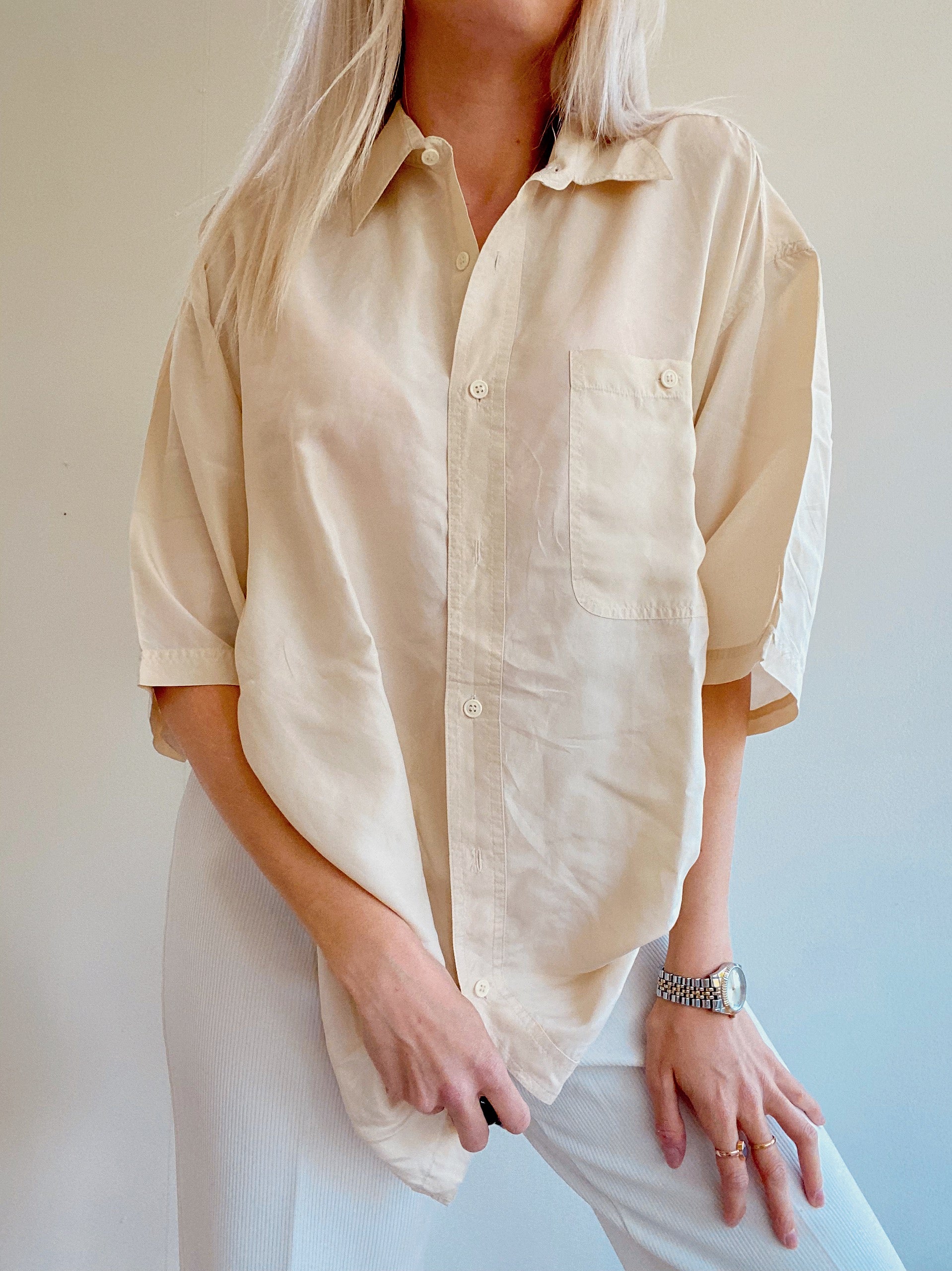 Chemise Vintage 80/90s blanc cassé XL