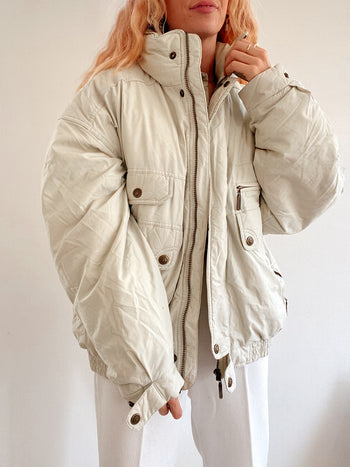 XL-Daunenjacke in Beige/Offwhite 