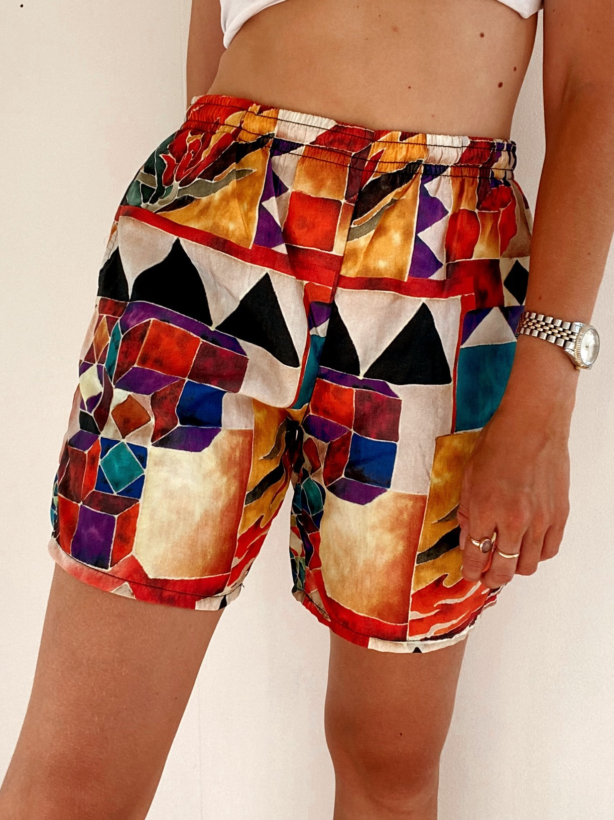 Short vintage multicolore à motifs S/M