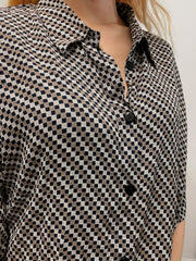 Chemise vintage 80’s 90’s noire et beige L