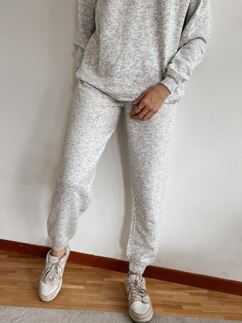 Ensemble pull & jogging gris clair chiné  L