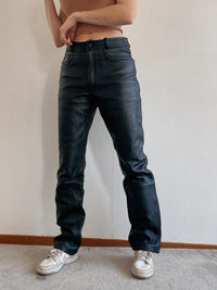 Schwarze Motorrad-Lederhose 38EUR