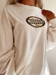 T-shirt à manches longues vintage USA blanc cassé  Missouri XL