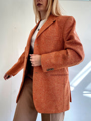 Veste Blazer oversized vintage en laine orange