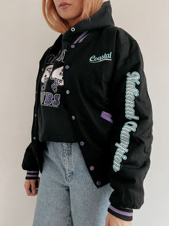 Bomber vintage américaine noire et violette L