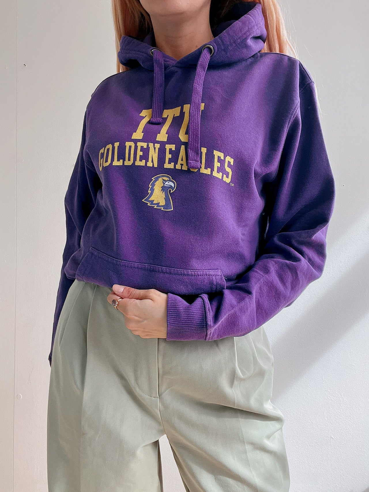 Pull vintage américain Golden Eagles violet S