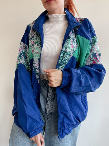 Veste de jogging vintage bleue et verte  XL