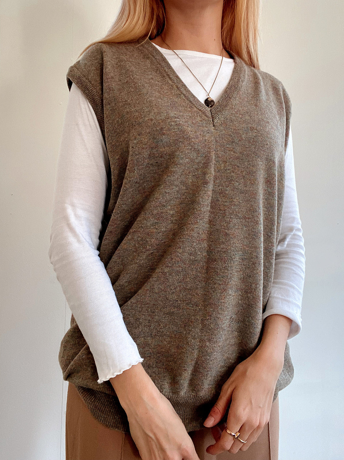 Gilet vintage sans manche beige