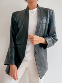 Übergroßer schwarzer Ledermantel/Blazer