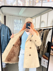 Trench coat vintage court beige fourré à l’intérieur M/L