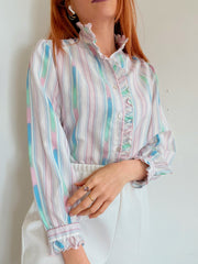 Vintage pastellrosa Linienhemd S/M