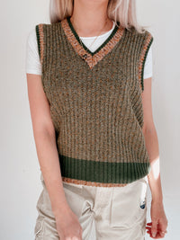 Gilet en laine vert khaki S
