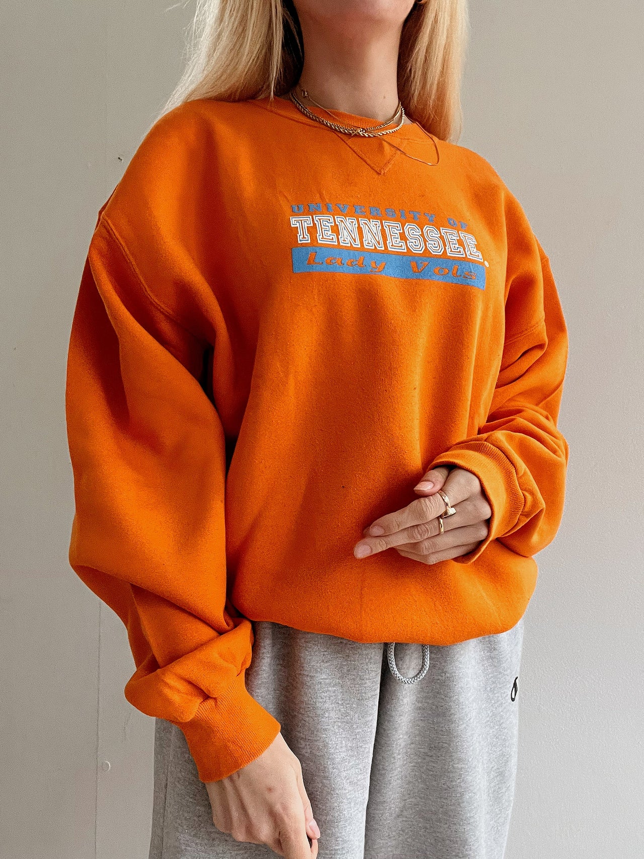 Vintage amerikanischer Pullover hellorange L