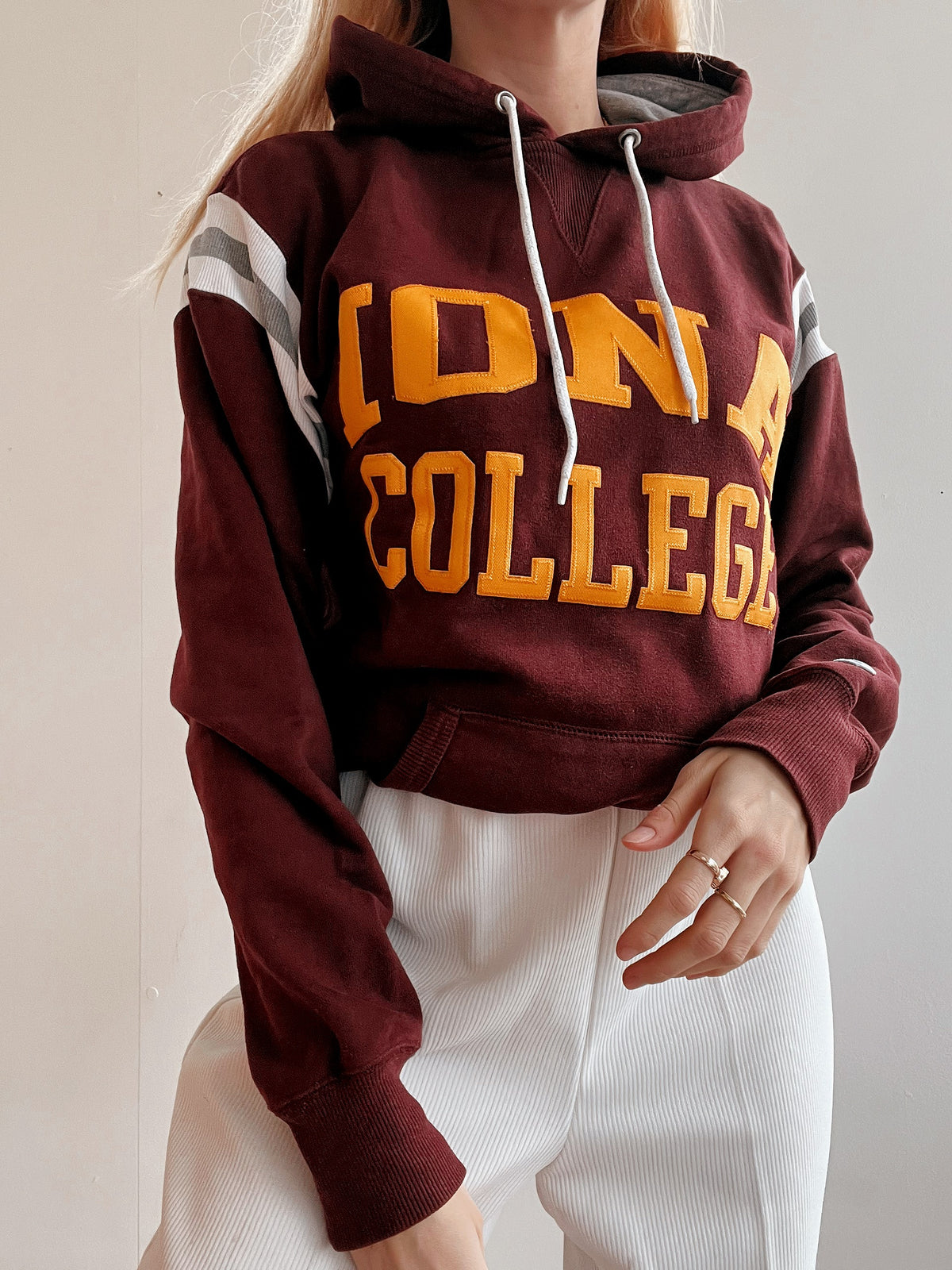 White and blue jacket with orange collar Adidas XL