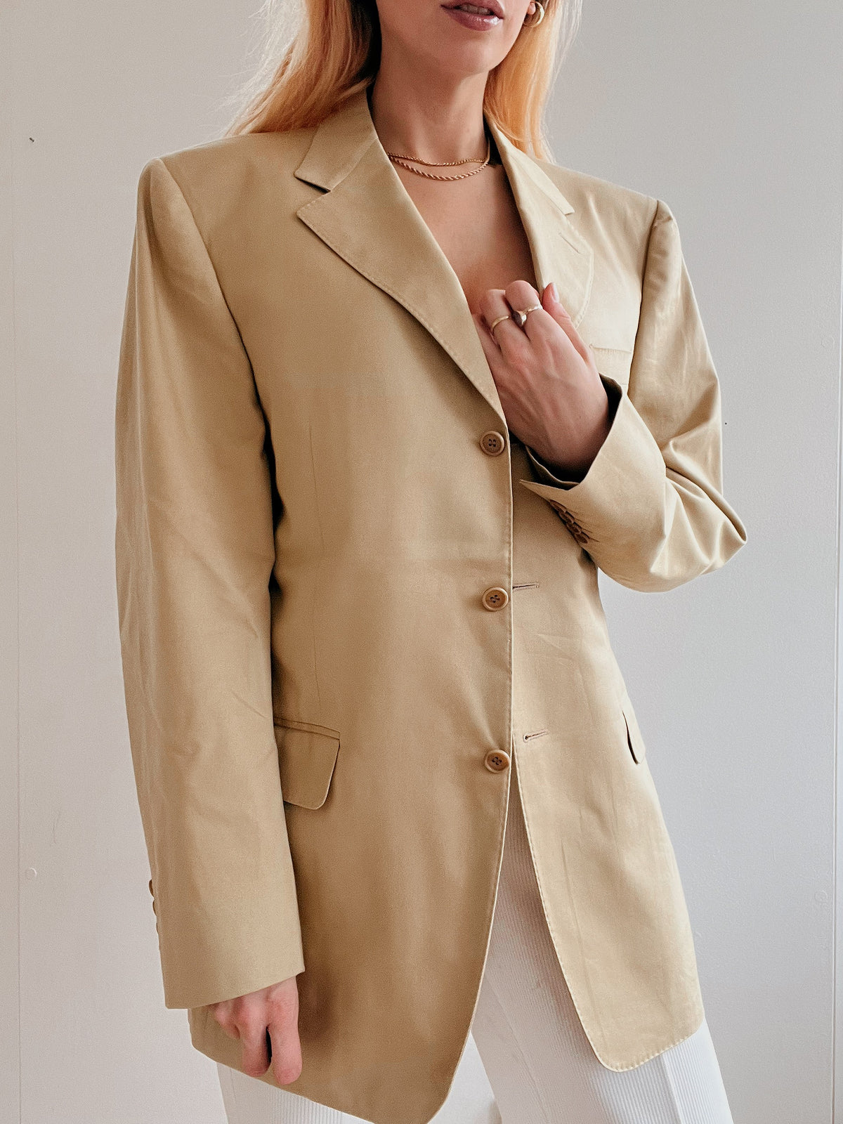 Veste blazer vintage beige/moutarde L