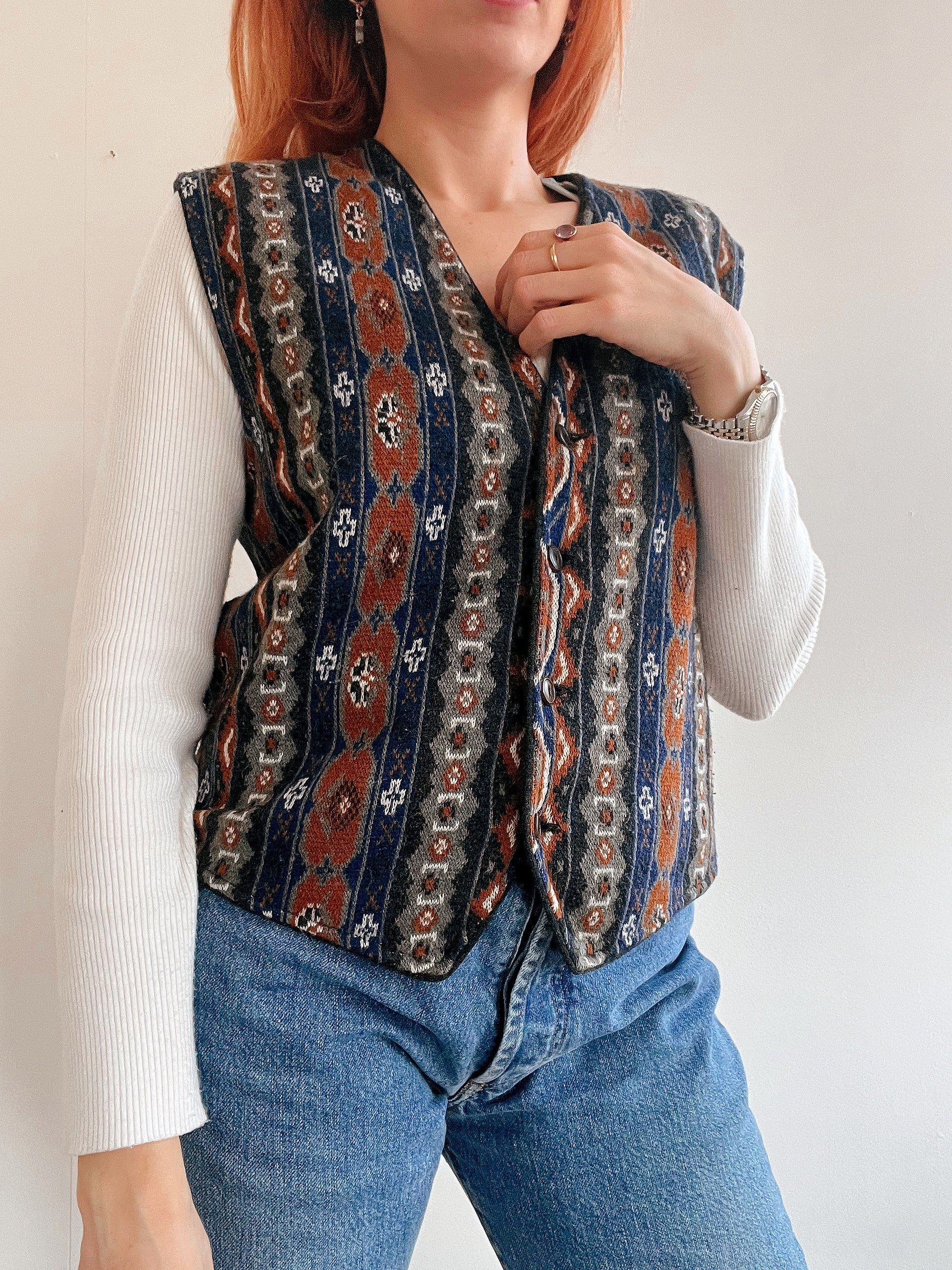 Gilet sans manche gris et bleu foncé S