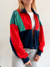 Jacket vintage bleue foncée et verte Adidas  XL