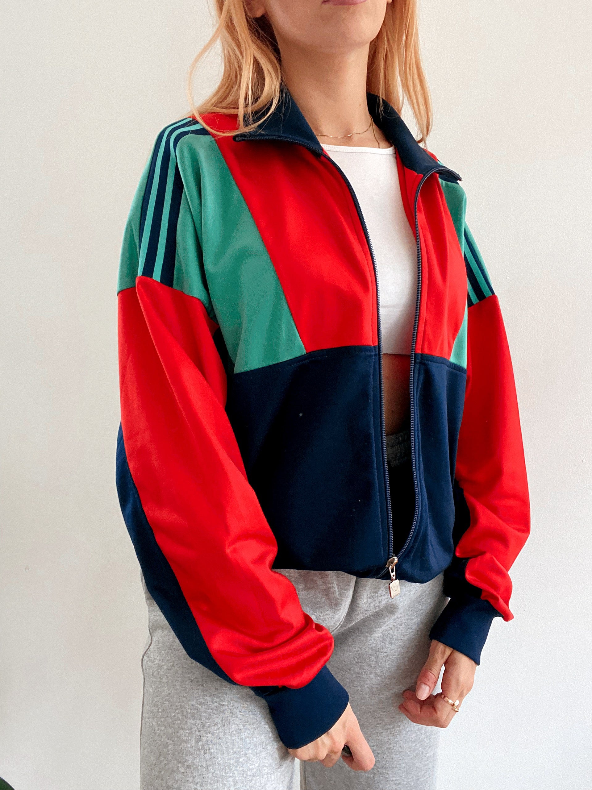 Jacket vintage bleue foncée et verte Adidas  XL
