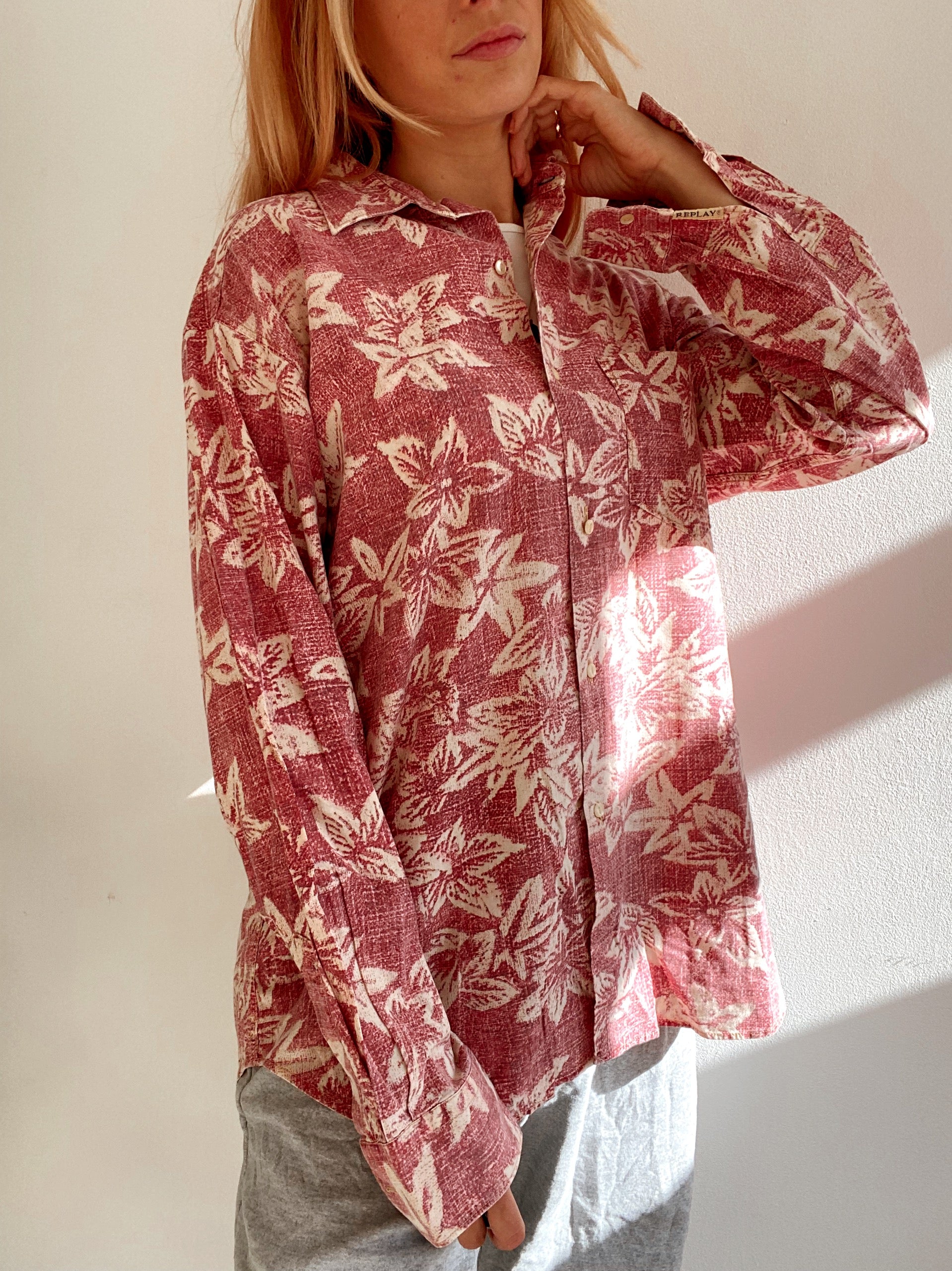 Chemise Vintage 80/90s rose à motifs