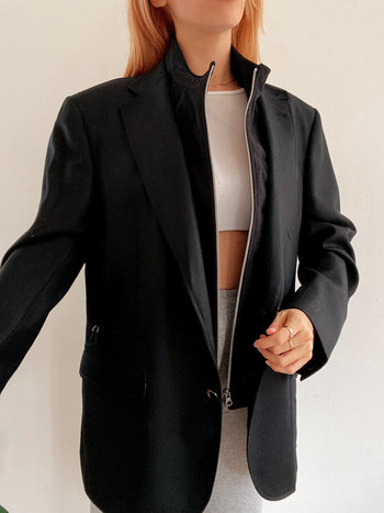 Veste Blazer vintage noire col détachable L