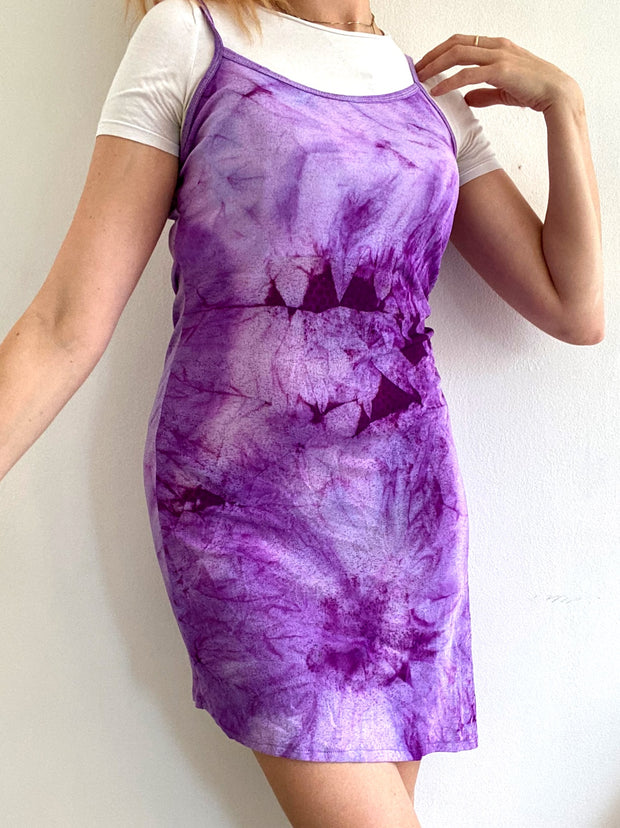 Robe vintage violette transparente Y2K s/m
