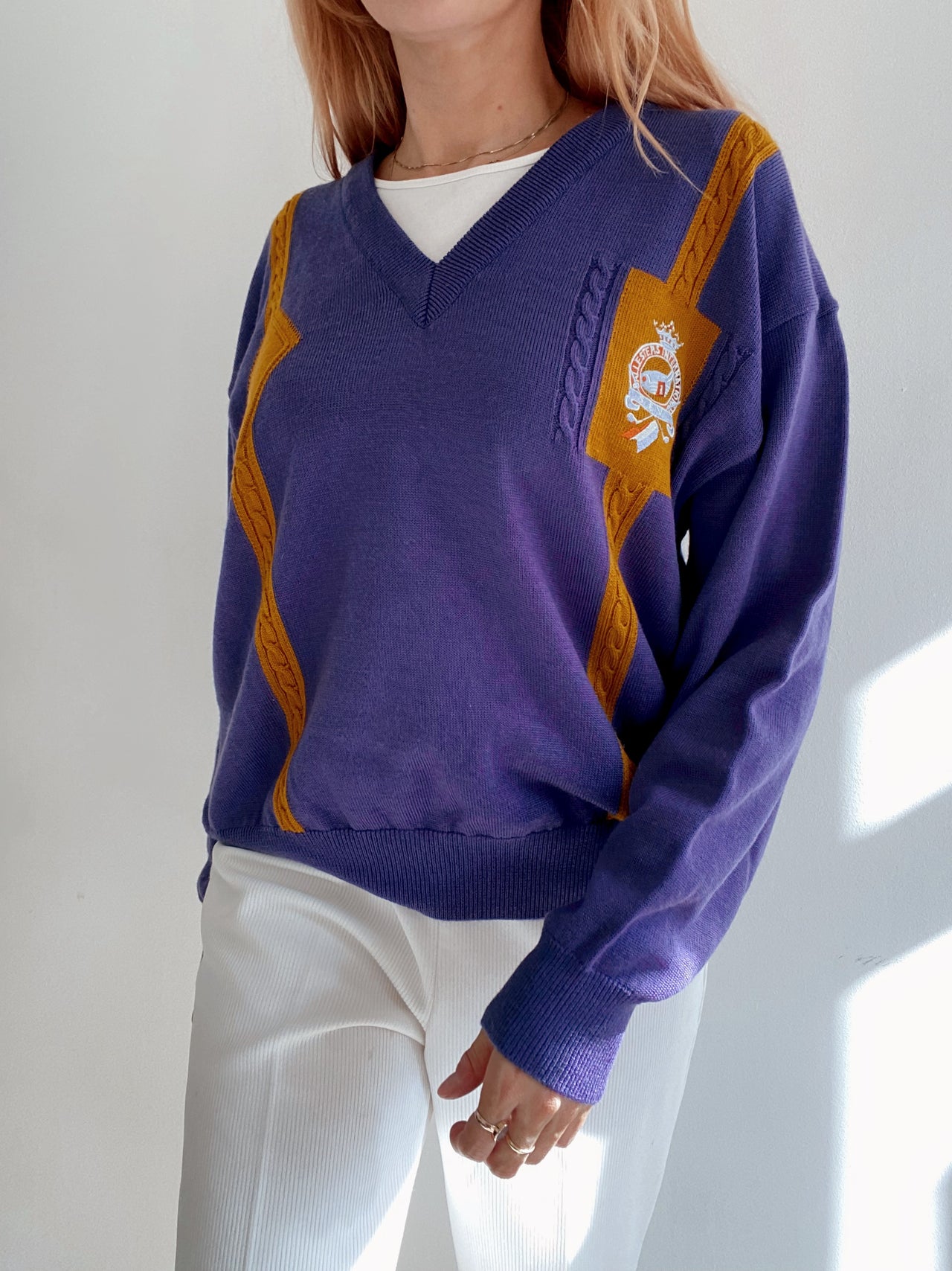 Pull vintage en laine violet M