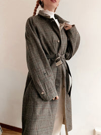Trench coat vintage beige reversible laine khaki/brun L oversized