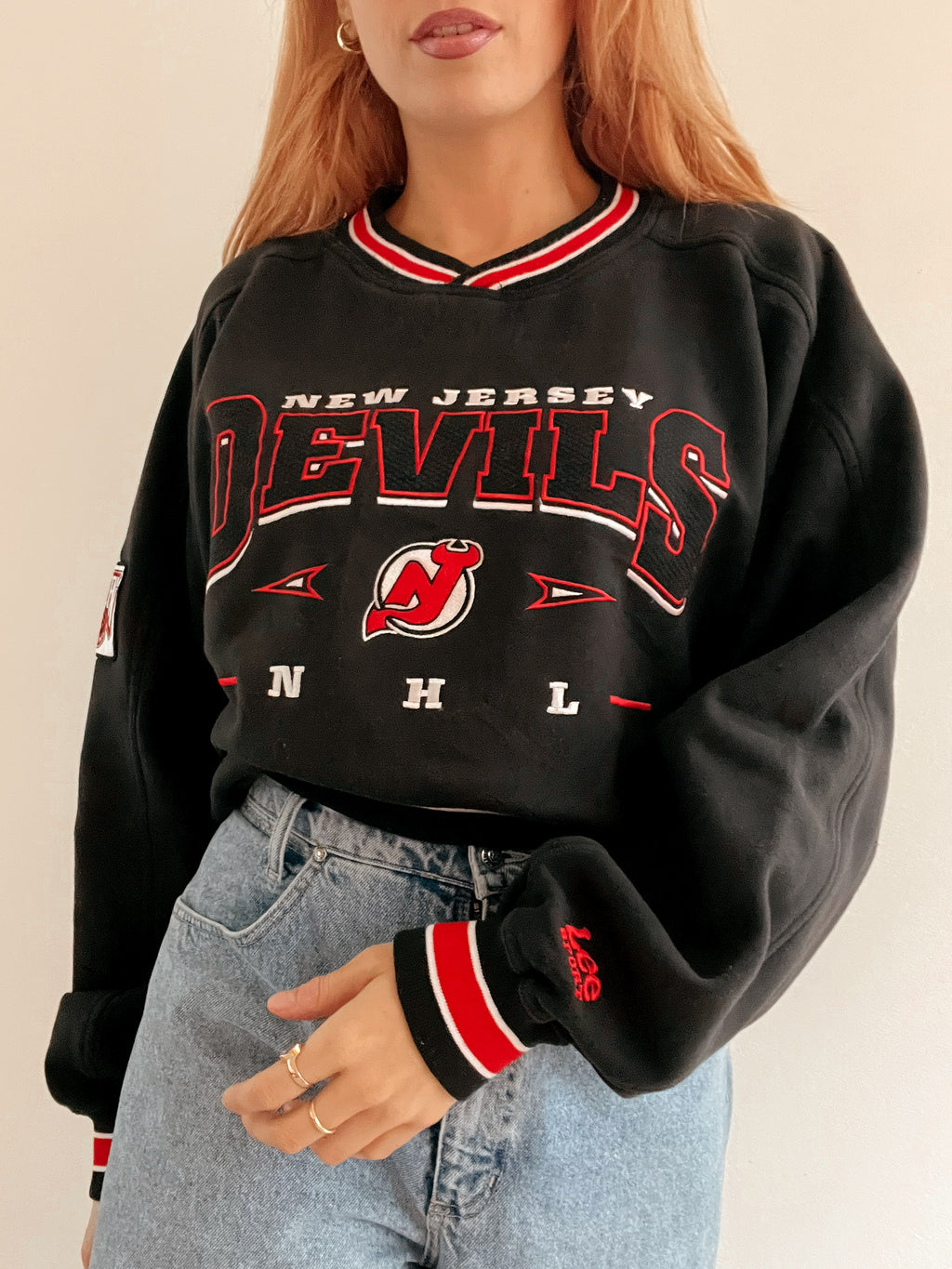 Pull vintage américain noir et rouge Lee XXL
