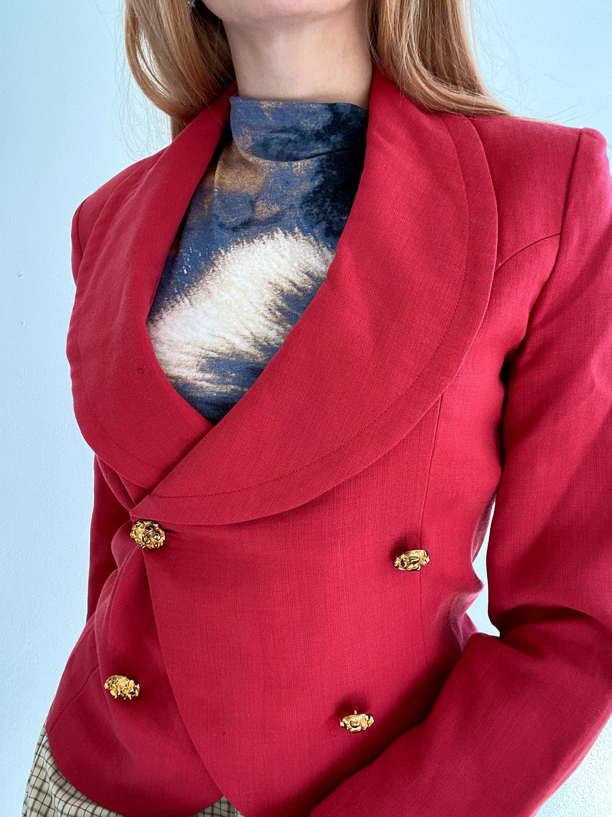 Veste Blazer vintage rose et dorée  S
