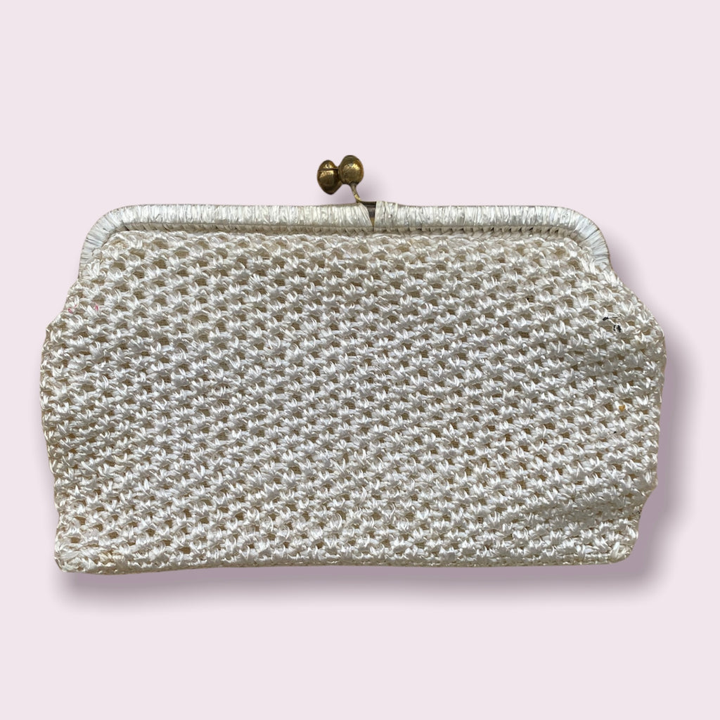 Glänzende Mini-Clutch aus weißem Mesh