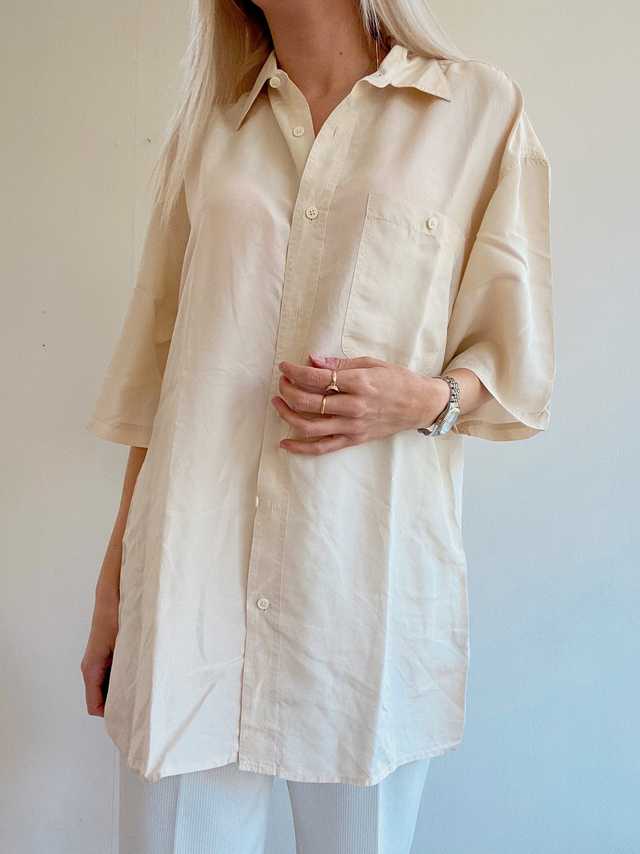 Chemise Vintage 80/90s blanc cassé XL