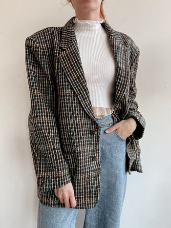 Veste blazer vintage en laine brune/khaki  XL