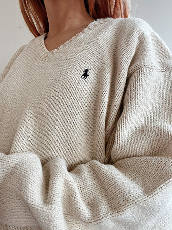 Pull blanc cassé Ralph Lauren XL