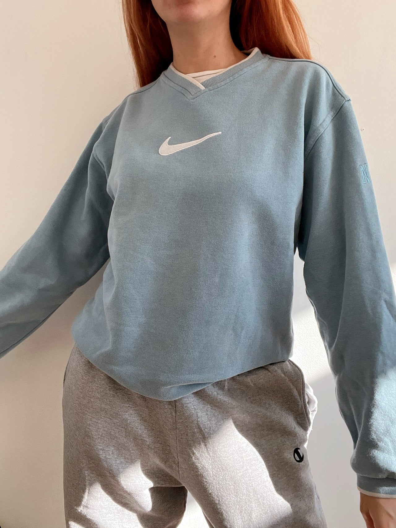 Nike hellblauer Vintage Pullover L