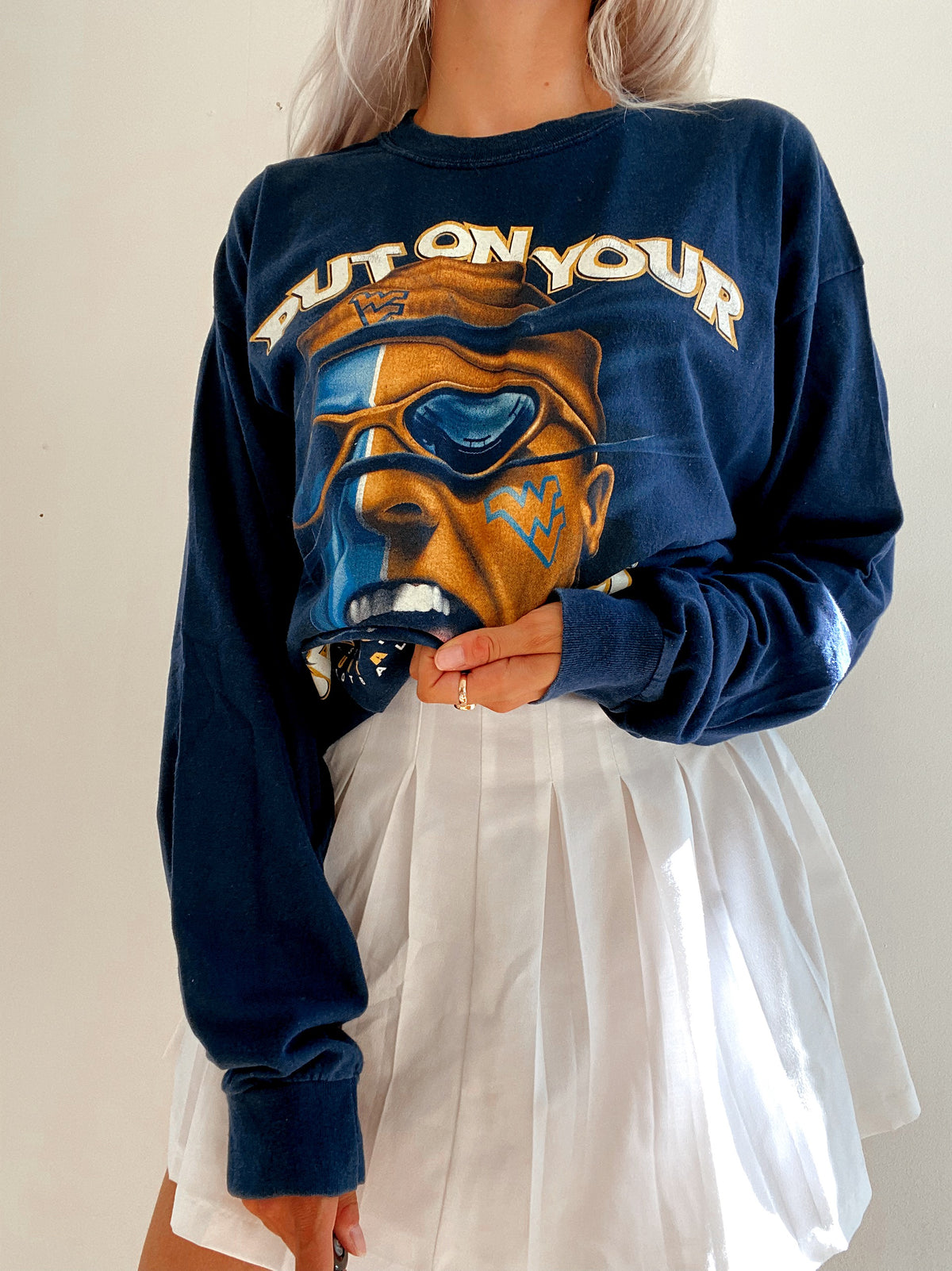 Vintage USA Langarm-T-Shirt dunkelblau XL