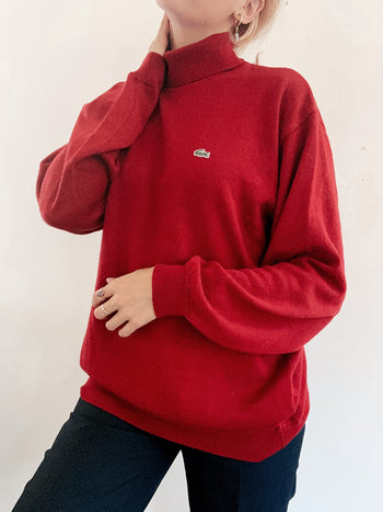 Pull à col roulé rouge foncé Lacoste XL