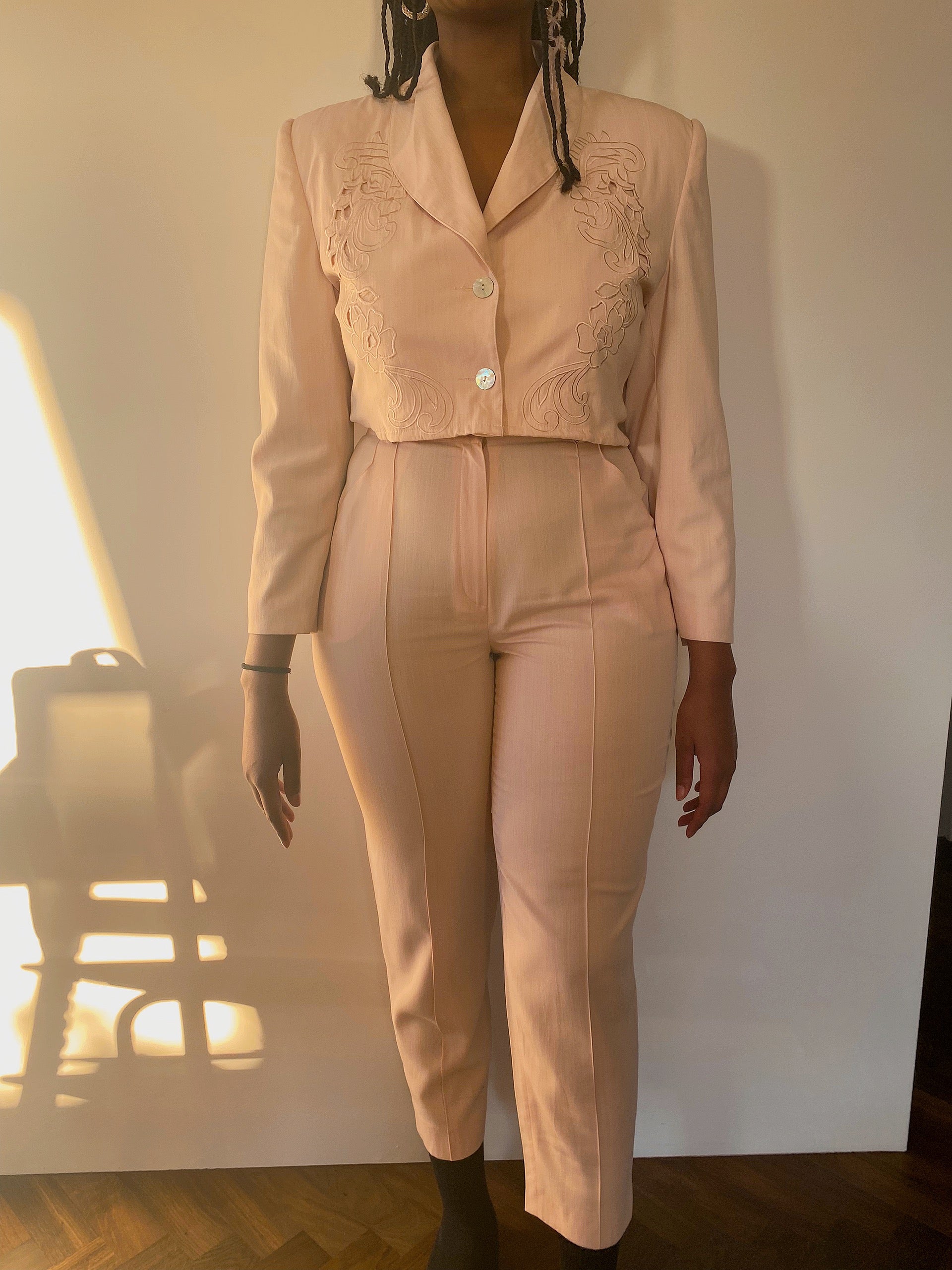 Ensemble de costard rose clair upcyclé L