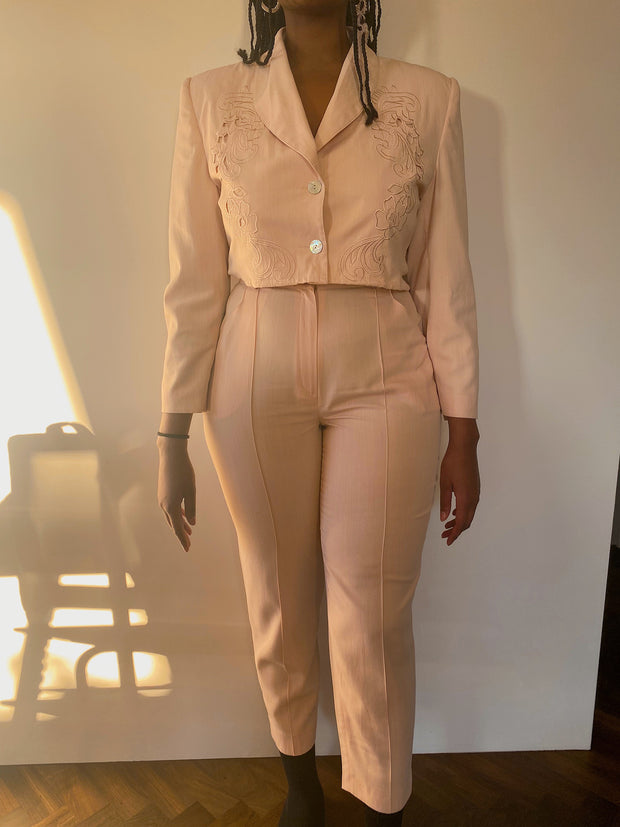 Upcycled light pink suit set L