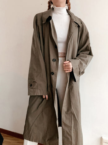 Trench coat vintage khaki très fin oversized XL