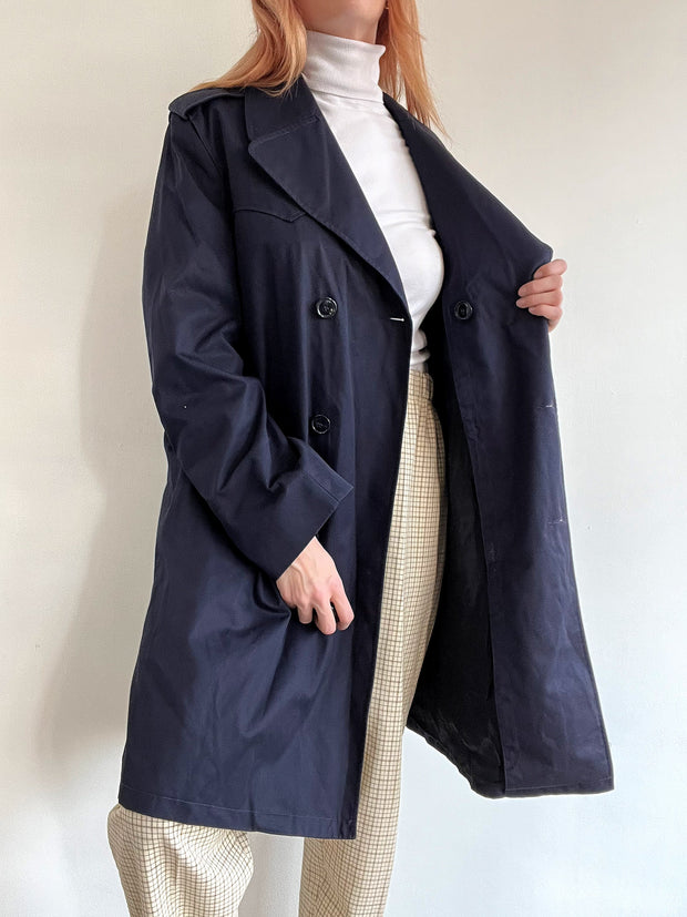 Trench coat vintage bleu foncé M