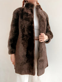Vintage brauner Kunstpelzmantel M