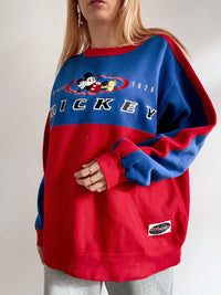 Vintage Mickey Pullover Rot und Blau L