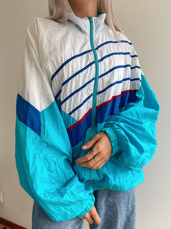 Veste de jogging vintage bleue turquoise oversized