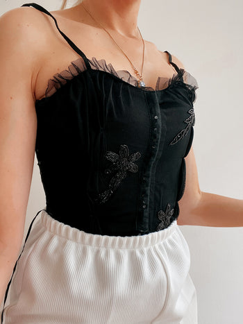 Corset/Lingerie noir  avec petites paillettes  S