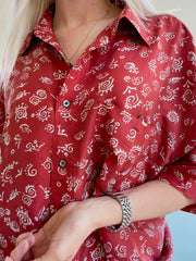 Chemise Vintage 80/90s rouge à motifs