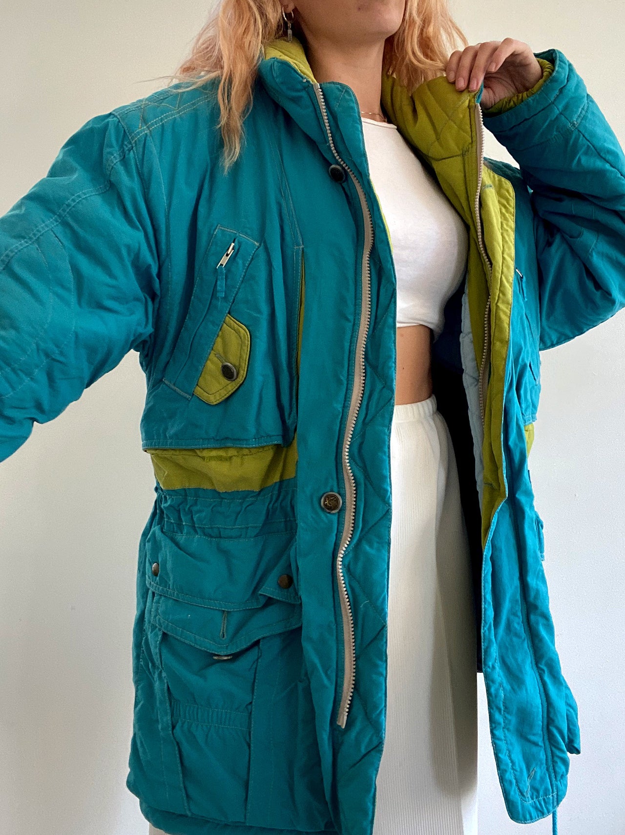 Veste vintage turquoise verte   L