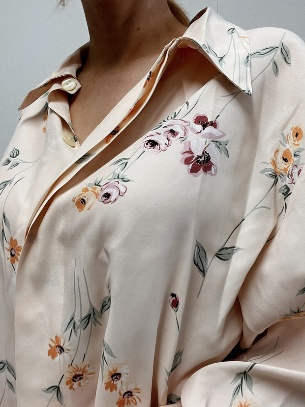 Chemise vintage 80’s 90’s beige à fleurs