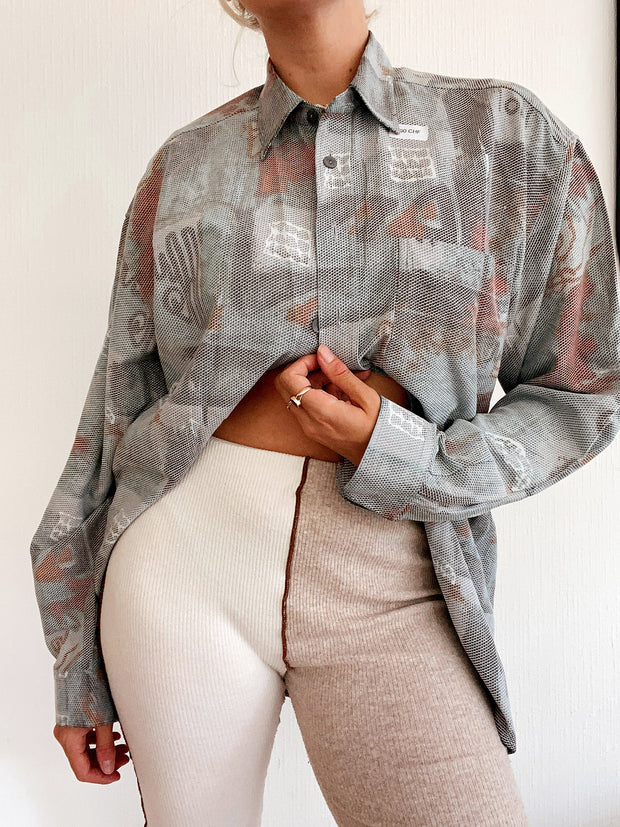 Vintage 80/90s shirt with pastel patterns M