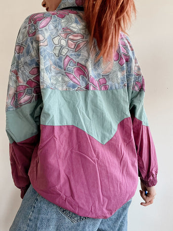 Veste de jogging vintage verte et violette L