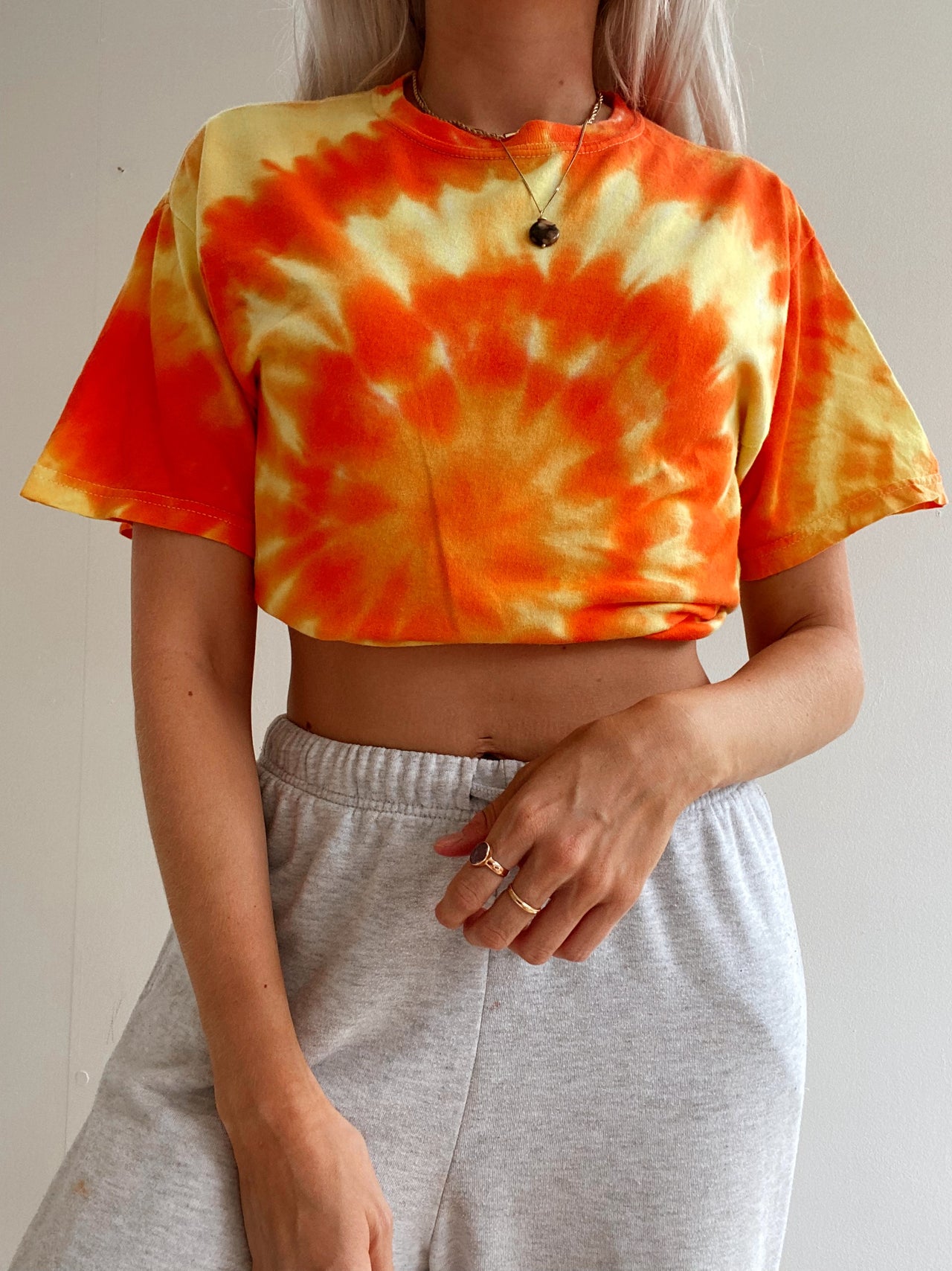 T-shirt vintage orange et jaune tie and dye M